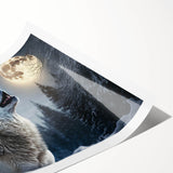 Artistic rolled print of a wolf design, showcasing intricate details and vibrant colors, perfect for wildlife enthusiasts and home decor, presented in a protective cardboard tube.