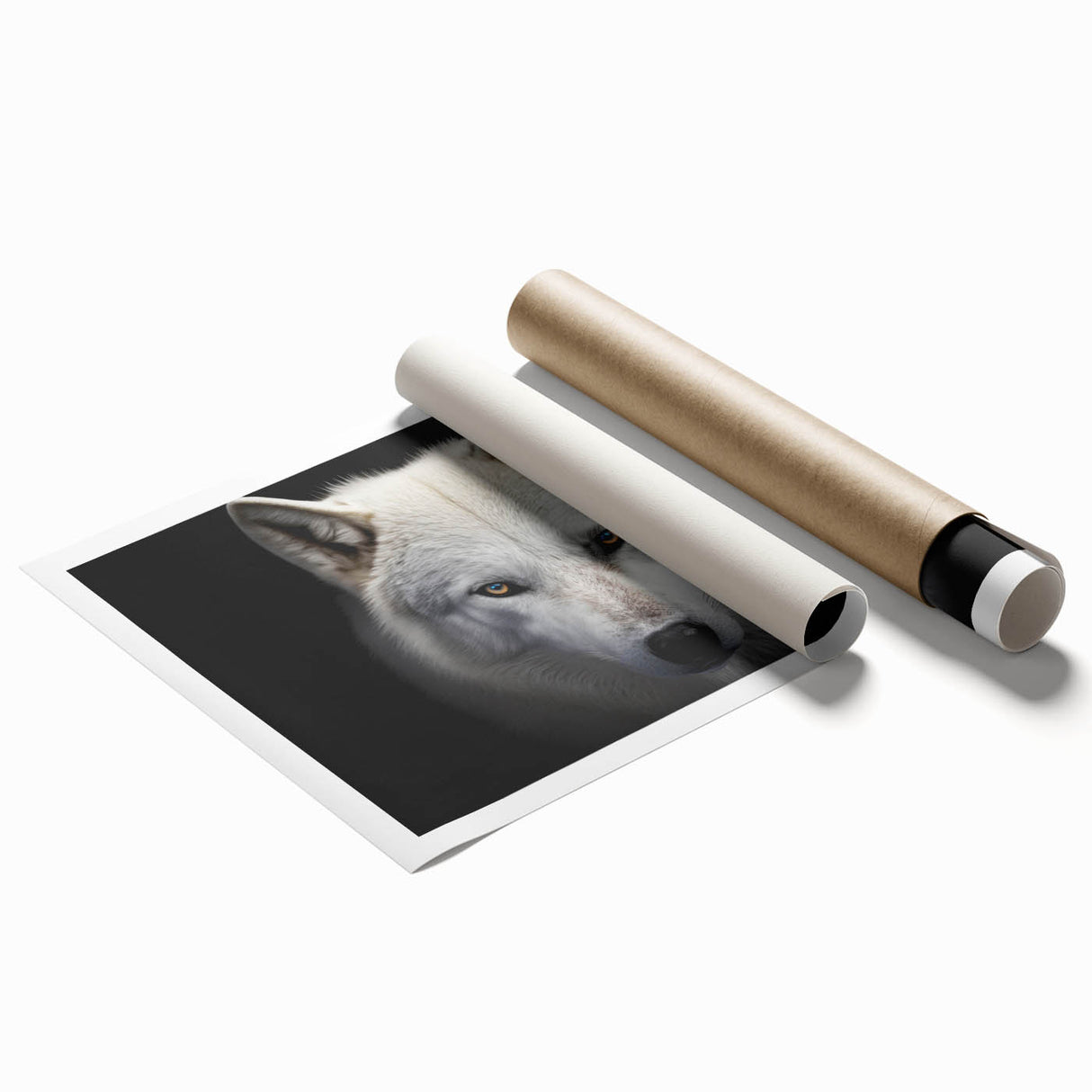 Wolf wall art print showcasing a detailed, realistic design of a majestic wolf set against a natural backdrop, perfect for wildlife enthusiasts and home decor.