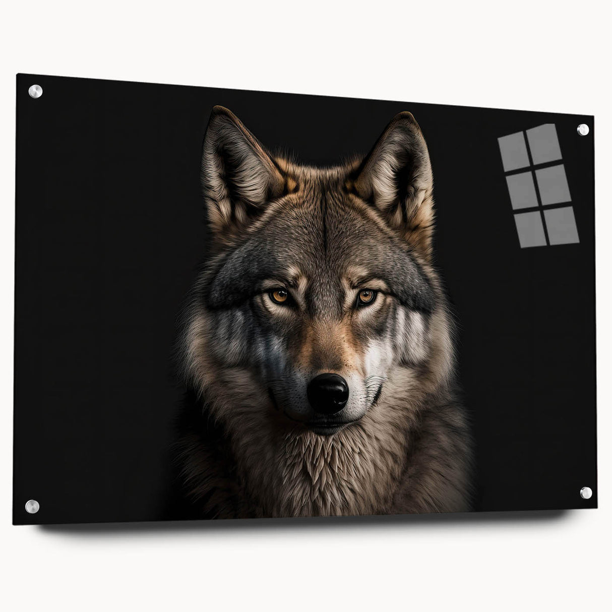 Acrylic wall art featuring a striking wolf design from the Animals A Wild Life collection, showcasing intricate details and vibrant colors. Perfect for animal lovers.