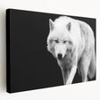 Stretched canvas wall art featuring a striking wolf design in a natural setting, showcasing detailed fur texture and vibrant colors, perfect for wildlife enthusiasts.