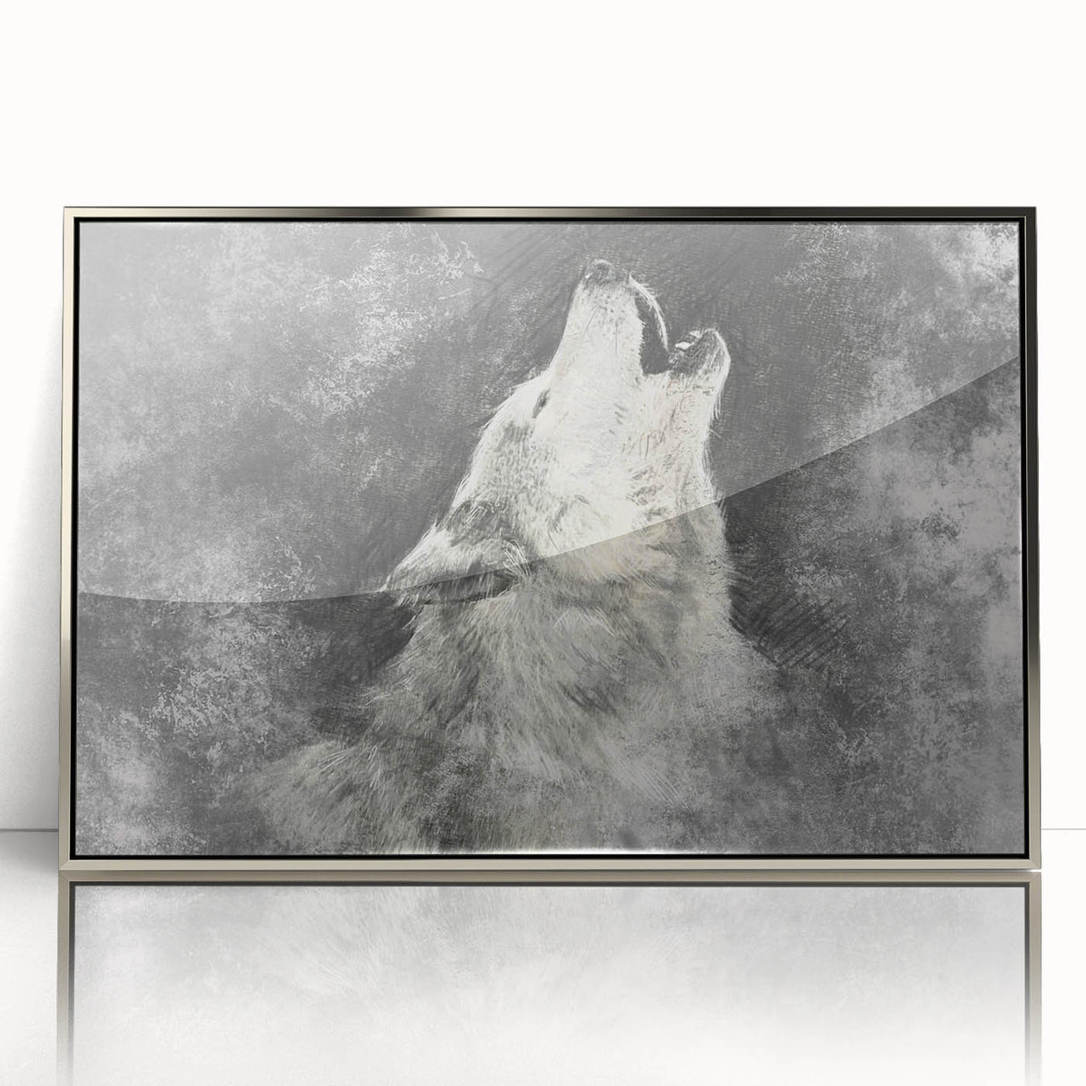 Framed acrylic wall art featuring a striking wolf design, showcasing intricate details and vibrant colors, perfect for animal lovers and home decor enthusiasts.
