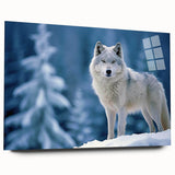 Stylish wall art showcasing a side view of a wolf design printed on acrylic glass, ideal for wildlife enthusiasts and modern decor. Perfect for enhancing living spaces.