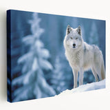 Stretched canvas wall art showcasing a striking wolf design, featuring detailed fur textures and rich colors, adding a bold touch to home decor. Perfect for animal lovers.