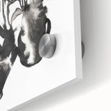 Close-up of a vibrant zebra wall art piece showcasing intricate black and white stripes on acrylic glass, perfect for adding a modern touch to any living space.