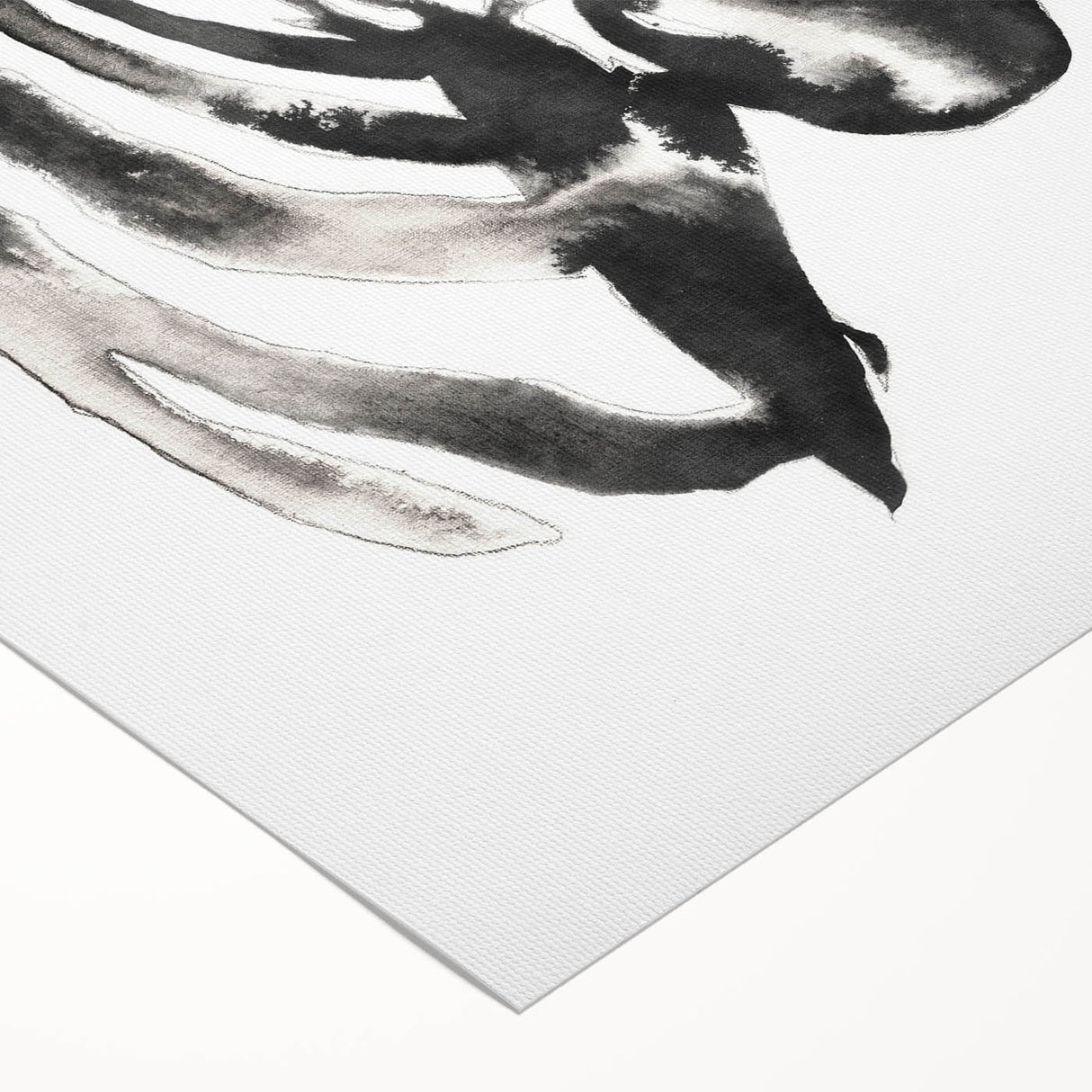 Rolled canvas featuring a striking zebra design in black and white, showcasing intricate details and textures, perfect for animal lovers and modern decor.