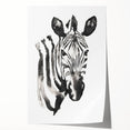 Zebra design wall art print showcasing a vibrant black and white illustration, rolled and ready for framing, ideal for animal lovers and home decor enthusiasts.