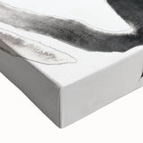 Close-up of a vibrant zebra design on stretched canvas, showcasing intricate black and white stripes with a textured finish, perfect for wildlife and nature-themed decor.