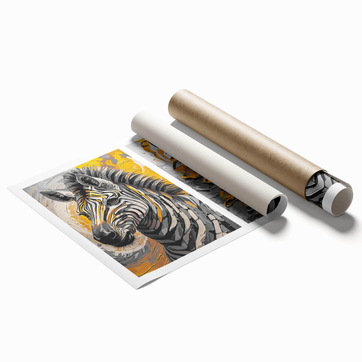 Zebra design wall art print showcasing intricate black and white patterns inspired by wildlife, perfect for adding a touch of nature to any room decor.