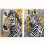 Front view of a vibrant zebra design canvas wall art, showcasing bold black and white stripes, perfect for adding a wild touch to home decor. Ideal for animal lovers and modern interiors.