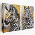 Zebra-themed wall art featuring a vibrant, stretched canvas design showcasing bold black and white stripes, ideal for home decor or wildlife enthusiasts.