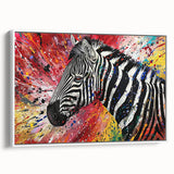 Framed canvas wall art featuring a striking zebra design in black and white, showcasing intricate details and textures, perfect for adding a modern touch to any room decor.