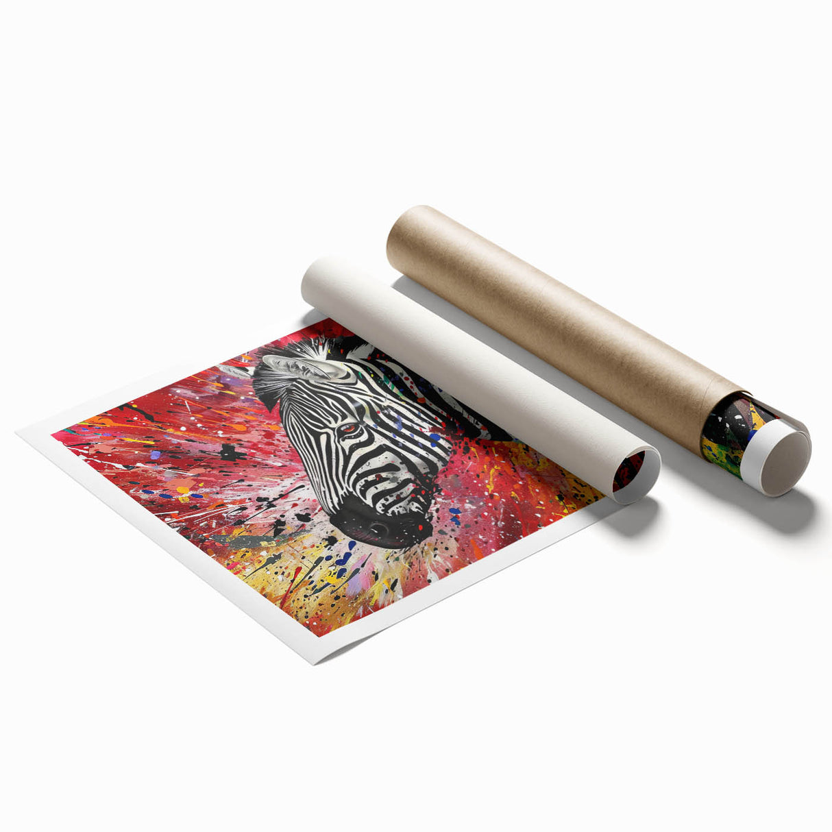 Zebra-themed wall art print showcasing a striking black and white design, emphasizing the animal's unique stripes, ideal for enhancing modern decor. Perfect for wildlife enthusiasts.