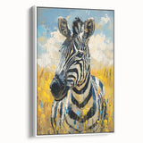 Framed canvas wall art showcasing a striking zebra design in black and white, perfect for adding a modern touch to any decor. Ideal for animal lovers and art enthusiasts.