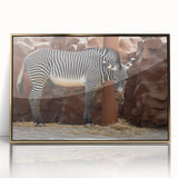 Framed wall art featuring a striking zebra design in a gold-acrylic finish, showcasing intricate details and vibrant colors, perfect for wildlife-themed decor.