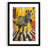 Framed wall art collection featuring a striking zebra design, set against a black mat, perfect for adding a touch of wildlife elegance to any decor.