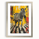 Framed wall art featuring a striking zebra design with a silver mat, ideal for adding a touch of wildlife elegance to home decor. Perfect for animal lovers and nature enthusiasts.
