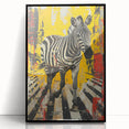 Framed acrylic wall art featuring a striking zebra design, showcasing bold black and white stripes, ideal for adding a stylish touch to modern decor.