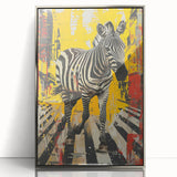 Framed acrylic wall art showcasing a striking zebra design in silver tones, perfect for adding a modern touch to home decor. Ideal for animal lovers and wildlife enthusiasts.