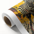 Zebra-themed rolled canvas wall art showcasing a striking black and white design, ideal for home decor or wildlife enthusiasts. Features a textured surface, emphasizing the intricate details of the zebra pattern, packaged securely in a cardboard tube for safe delivery. Perfect for adding a touch of nature-inspired elegance to any room.
