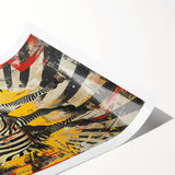 Zebra-themed wall art print showcasing vibrant black and white stripes, perfect for adding an exotic touch to home decor. Ideal for animal lovers and safari enthusiasts.