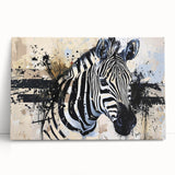 Zebra design wall art canvas print showcasing vibrant black and white stripes, perfect for adding a touch of wildlife decor to any modern living space.