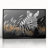 Framed acrylic wall art featuring a striking zebra design, ideal for wildlife enthusiasts, with a sleek black frame enhancing the modern decor aesthetic.