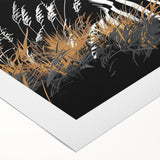 Zebra design wall art on rolled canvas, showcasing intricate black and white stripes, perfect for adding a touch of wildlife decor to any room.