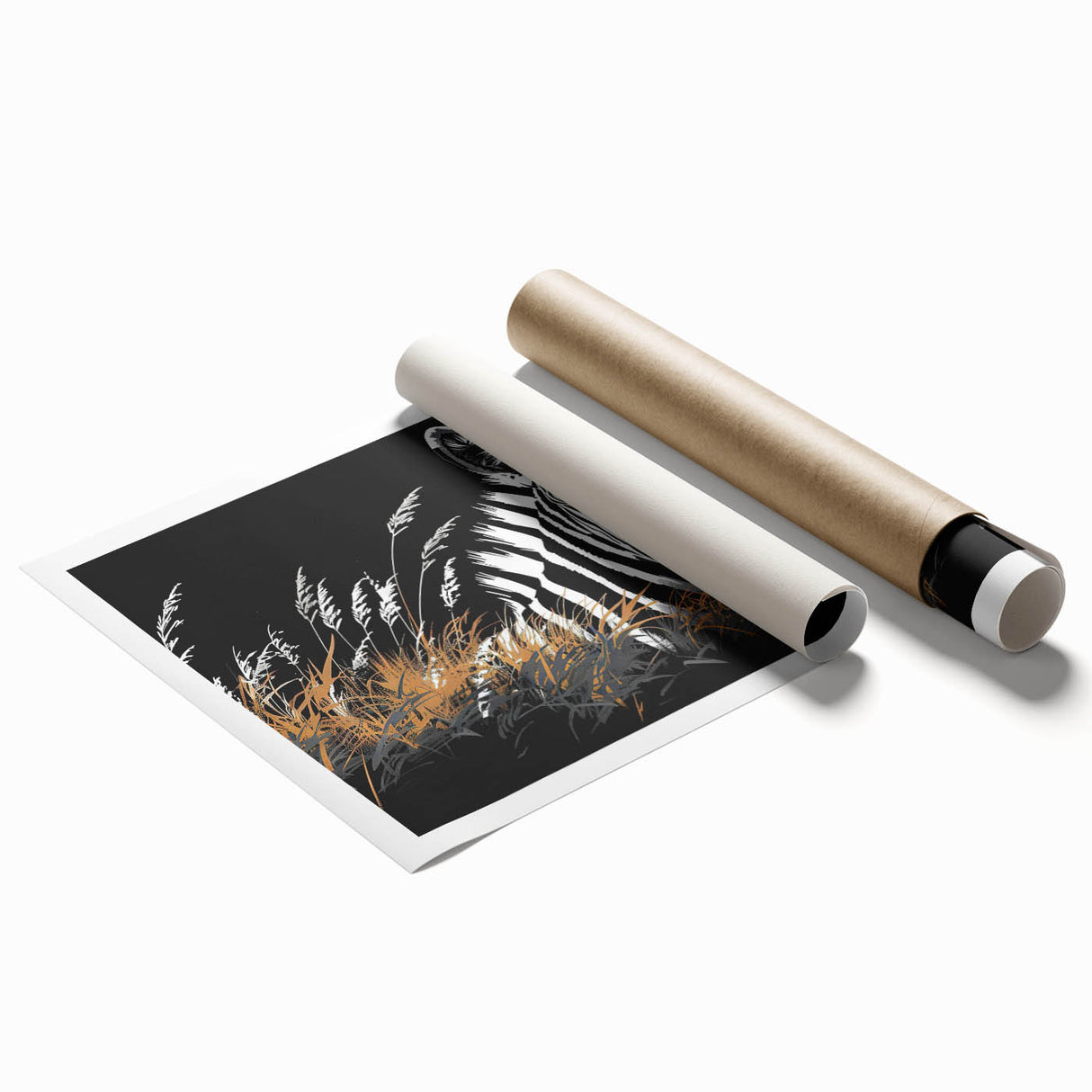 Zebra design wall art print showcasing vibrant black and white stripes, perfect for adding a touch of wildlife decor to any room. Ideal for animal-themed interiors.