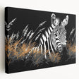 Stretched canvas wall art showcasing a striking black and white zebra design, ideal for animal lovers and modern decor enthusiasts, enhancing any interior space.