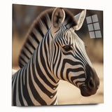Zebra wall art design in acrylic glass, showcasing a stunning side view with intricate details; perfect for adding a touch of wildlife elegance to any space.