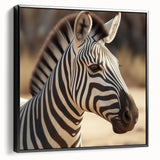 Framed wall art featuring a striking black and white zebra design on canvas, showcasing intricate details and textures, perfect for adding a modern touch to home decor.