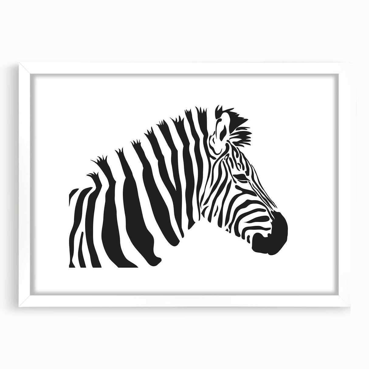 Framed wall art showcasing a striking zebra design with a white mat, perfect for enhancing modern decor. Ideal for animal lovers and wildlife enthusiasts.