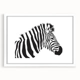 Framed wall art showcasing a striking zebra design with a white mat, perfect for enhancing modern decor. Ideal for animal lovers and wildlife enthusiasts.