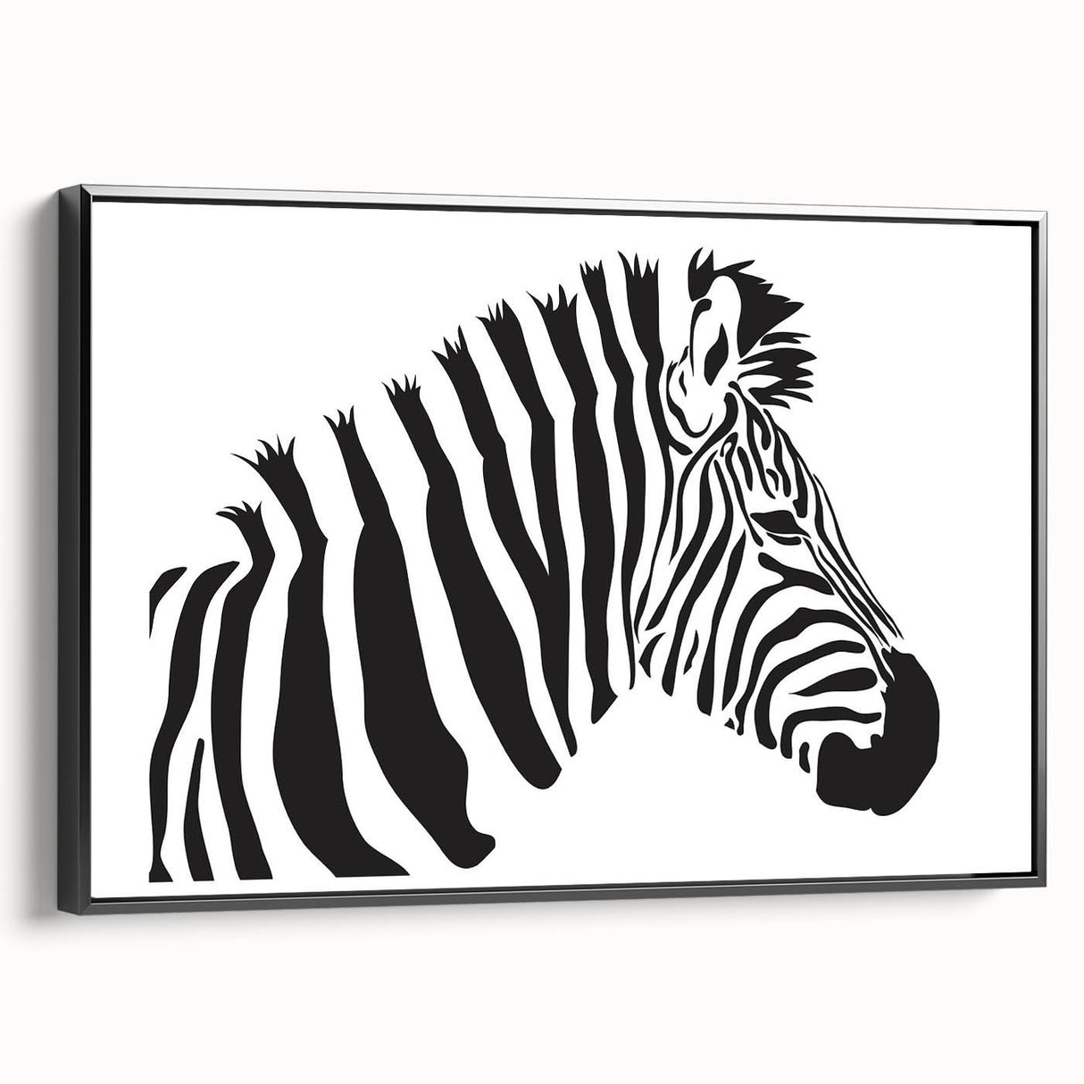 Framed wall art featuring a striking black and white zebra design, showcasing intricate details and textures, perfect for animal lovers and modern decor.