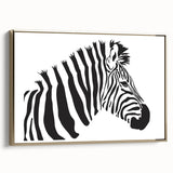 Framed canvas wall art showcasing a striking zebra design in gold accents, perfect for enhancing modern decor with a touch of wildlife elegance.