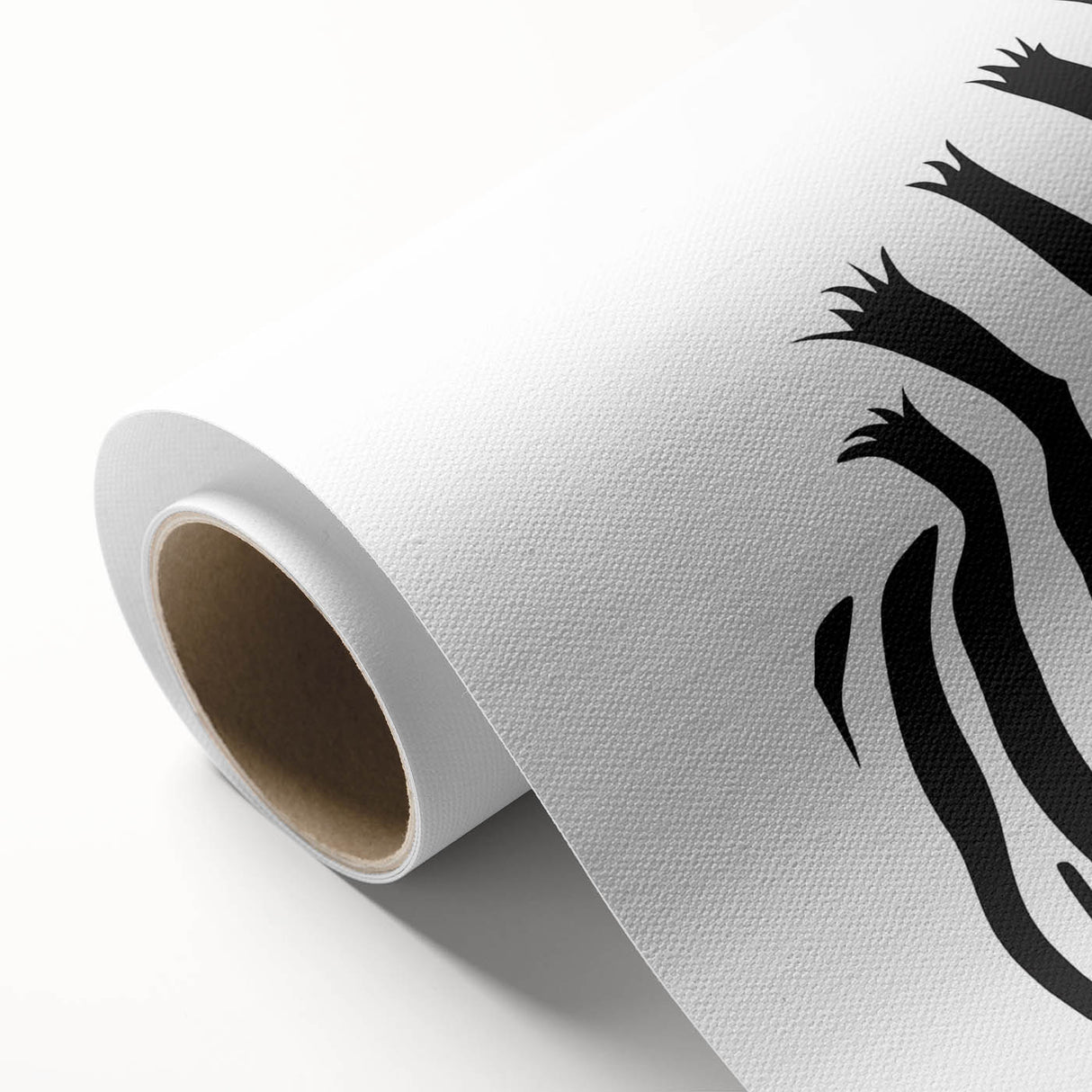 Zebra-themed rolled canvas wall art showcasing a striking black-and-white design, ideal for adding a touch of wildlife elegance to home decor.