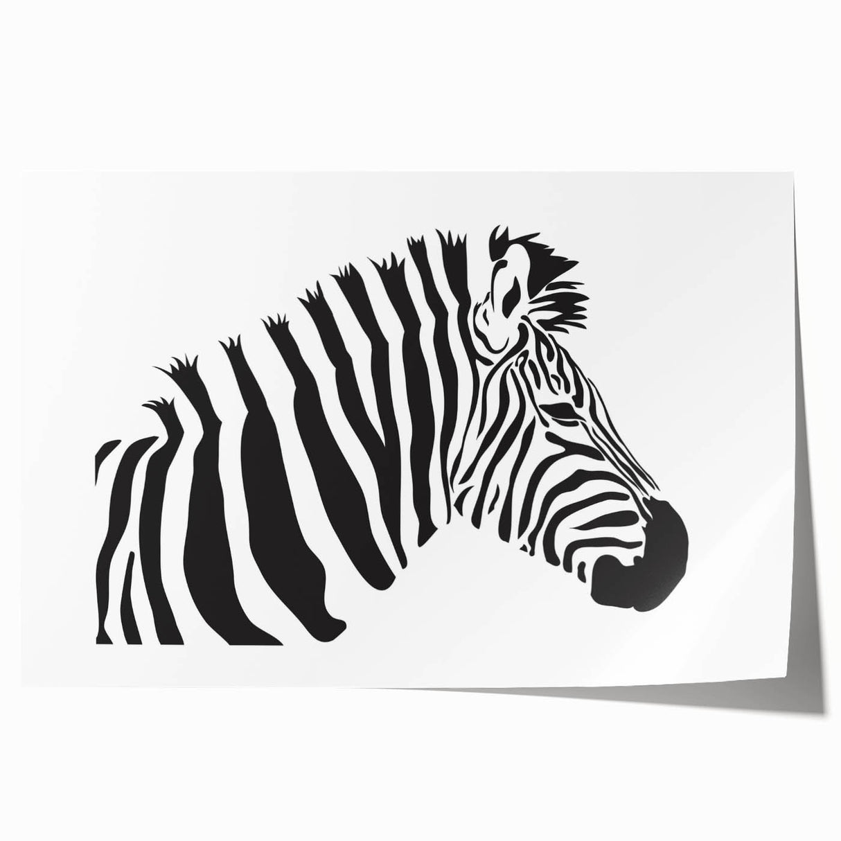 Zebra-themed wall art print showcasing vibrant black and white stripes, perfect for animal lovers and home decor enthusiasts. Ideal for modern living spaces.