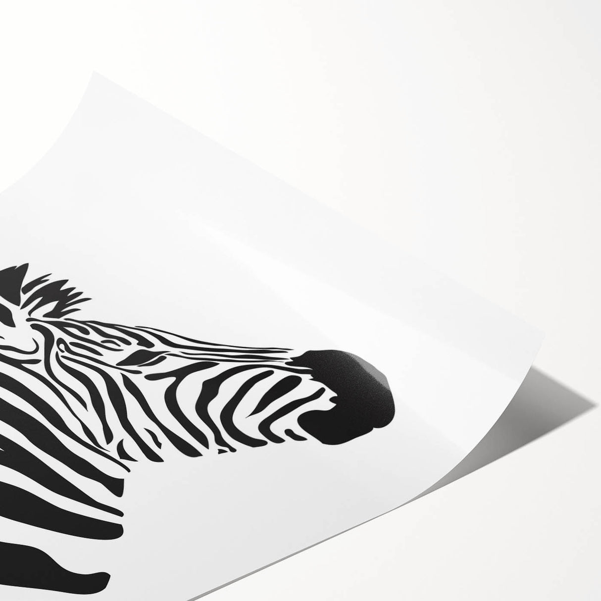 Zebra wall art print featuring a bold monochrome design, showcasing intricate stripes on a high-quality canvas, ideal for modern home decor.