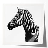 Zebra wall art design featuring vibrant black and white stripes, set against a modern decor background. Perfect for animal lovers and contemporary interiors.