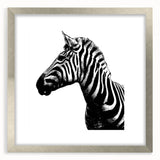 Zebra design wall art framed in silver, showcasing a vibrant wildlife theme. Perfect for adding a touch of nature to home decor or office spaces.