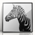 Framed acrylic wall art showcasing a striking zebra design in black and white, ideal for adding a modern touch to any home decor. Perfect for animal lovers and art enthusiasts.