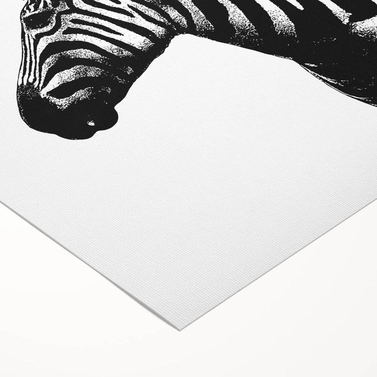 Zebra design canvas wall art showcasing a striking black and white striped pattern, ideal for wildlife enthusiasts and modern decor, rolled and ready for display.
