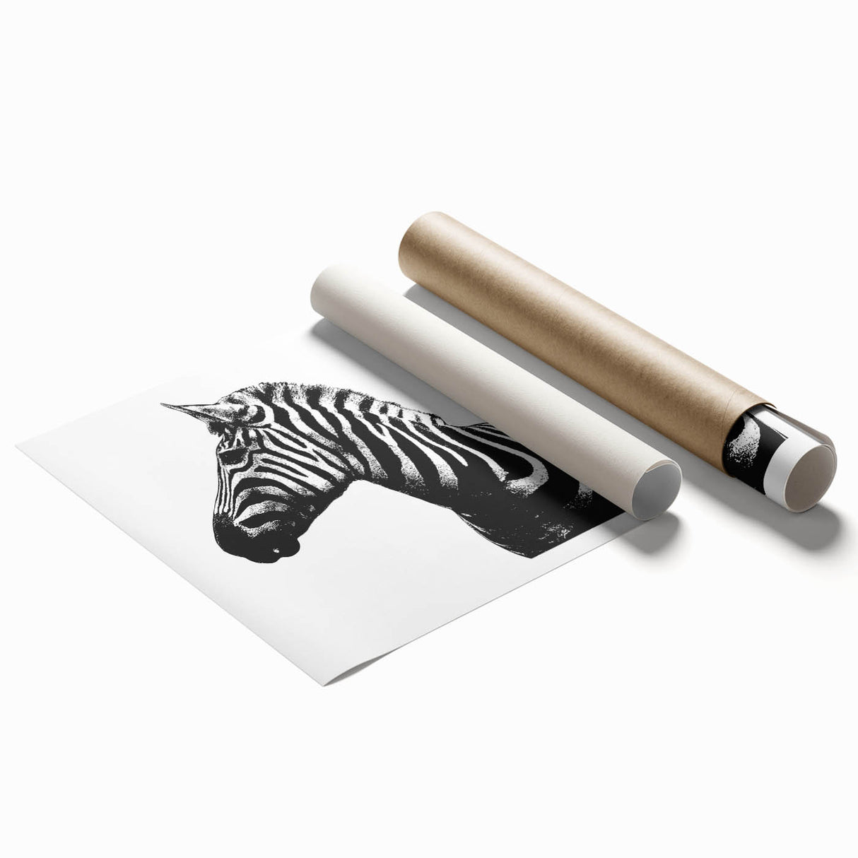 Zebra-themed wall art print showcasing intricate black and white stripes, ideal for wildlife decor enthusiasts. Perfect for enhancing living spaces or offices.