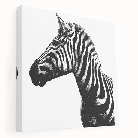Stretched canvas wall art featuring a striking black and white zebra design, showcasing intricate patterns and textures, perfect for adding a bold statement to any modern decor.