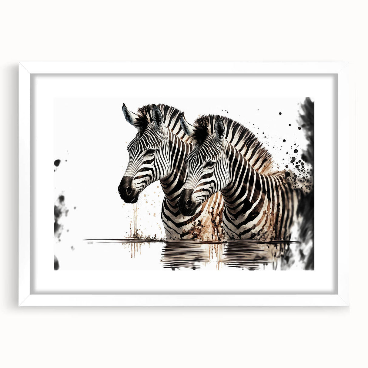 Stylish wall art collection featuring a striking zebra design framed in white with a mat, perfect for enhancing modern decor in any living space.