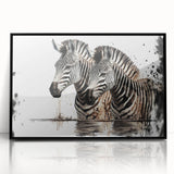 Framed wall art showcasing a striking zebra design in black and white, perfect for animal lovers and modern decor enthusiasts. Ideal for adding a stylish touch to any space.