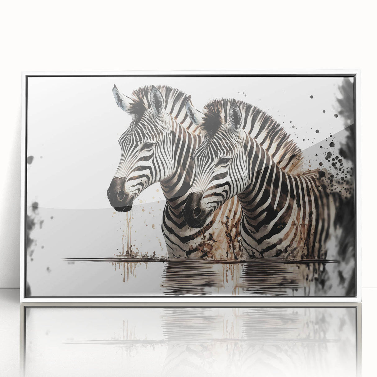 Framed wall art featuring a striking black and white zebra design, showcasing intricate details and textures, perfect for modern home decor or wildlife enthusiasts.