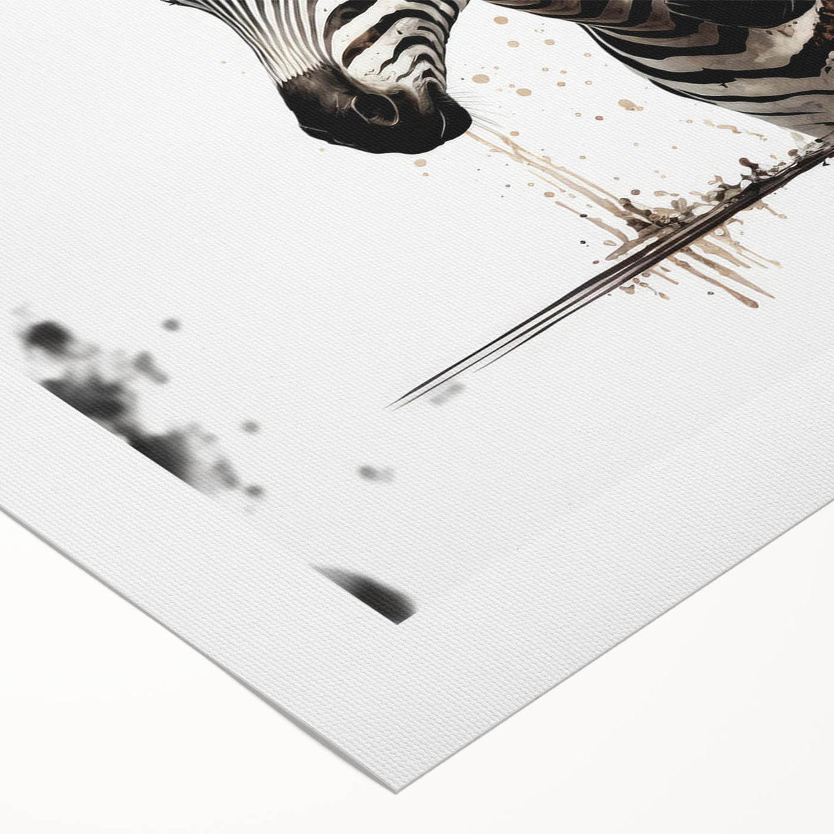 Rolled canvas showcasing an artistic zebra design, featuring bold black and white stripes, perfect for enhancing modern home decor. Comes in a protective cardboard tube.
