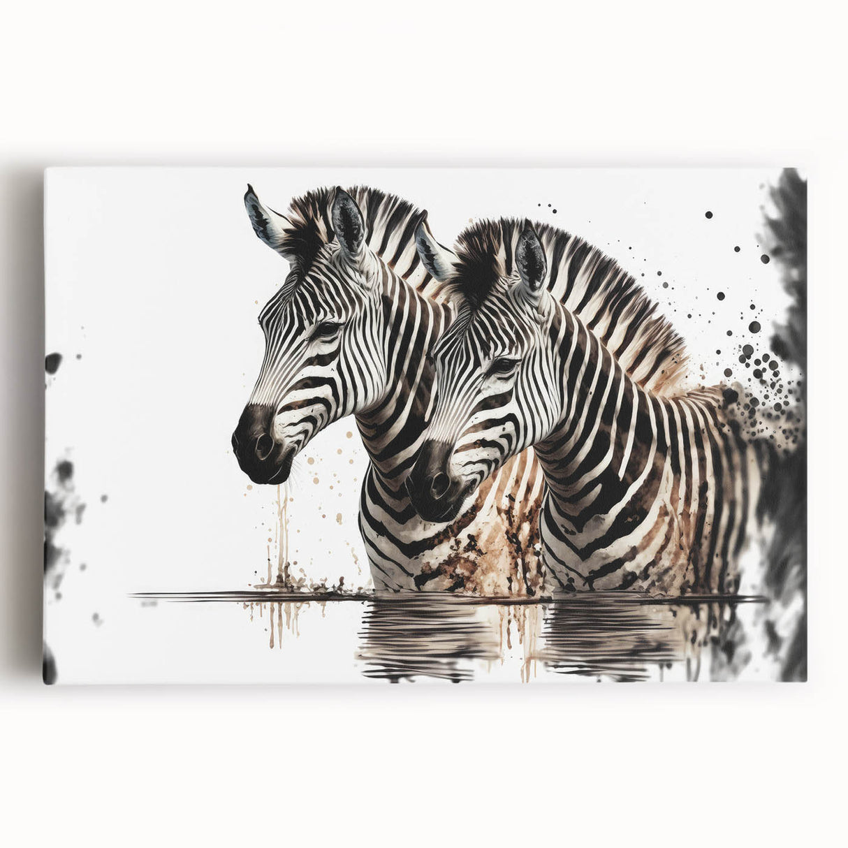 Stretched canvas wall art showcasing a striking zebra design in vibrant black and white colors, perfect for adding a touch of wildlife elegance to any decor.