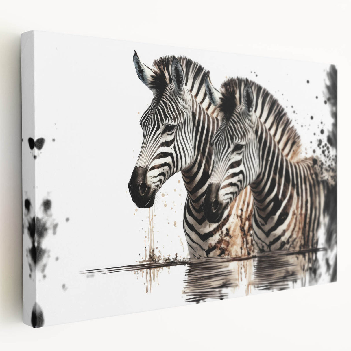 Zebra wall art featuring a vibrant, colorful design on stretched canvas, ideal for modern decor. Showcases detailed zebra patterns against a neutral background, perfect for animal lovers.